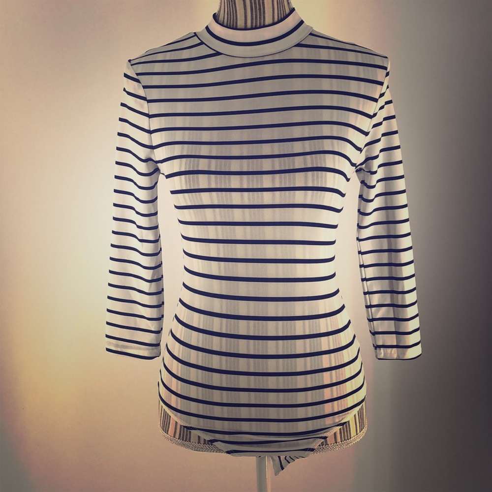 Bodysuit Black and white horizontal stripes S